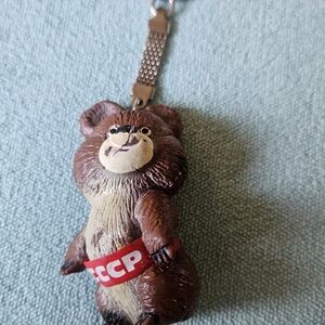 Brown Bear Keychain with Red Band
